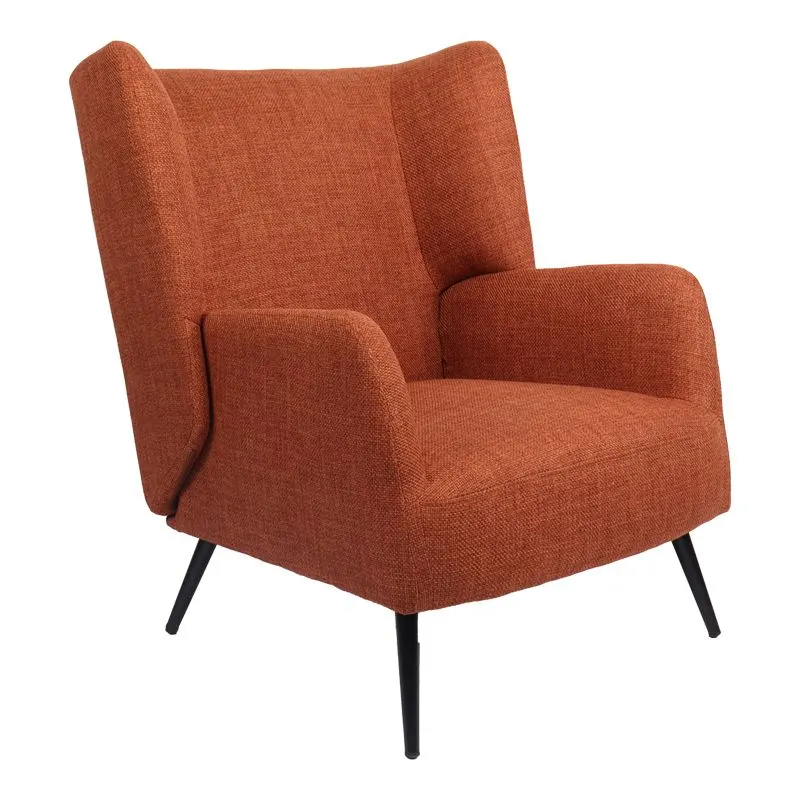 393-000026 Πολυθρόνα Mareta terracotta ύφασμα με πόδι σε μαύρη απόχρωση - Image 1