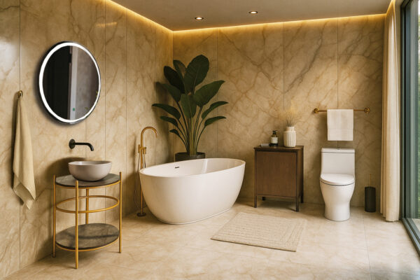 ΕΠΙΠΛΟ ΜΠΑΝΙΟΥ FLEX 5177 Marble Gold ΣΕ ΟΒΑΛ