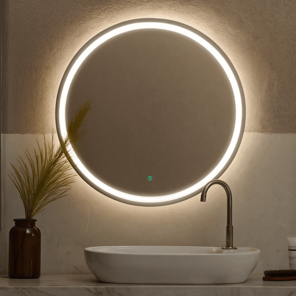 Καθρέφτης Nova Φ60 cm, επιλογή φως TRIMODE-LED, On/Off αφής , ρύθμιση έντασης , αποθαμβωτής