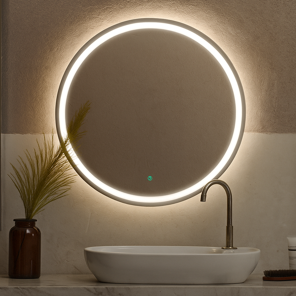 6 Καθρέφτης Nova Φ60 cm, επιλογή φως TRIMODE-LED, On/Off αφής , ρύθμιση έντασης , αποθαμβωτής - Image 1