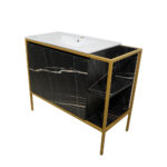 ΕΠΙΠΛΟ ΜΠΑΝΙΟΥ 7767 GOLD-RETRO 80 cm ΜΕ ΡΑΦΙΑ ΣΕ ΟΨΗ ΜΑΥΡΟ ΜΑΡΜΑΡΟ - Image 2