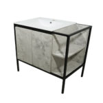 ΕΠΙΠΛΟ ΜΠΑΝΙΟΥ 7775-RETRO 90 cm ΜΕ ΡΑΦΙΑ ΣΕ ΟΨΗ ΛΕΥΚΟ ΜΑΡΜΑΡΟ ΜΕ ΓΚΡΙ ΝΕΡΑ - Image 2