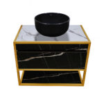 ΕΠΙΠΛΟ ΜΠΑΝΙΟΥ 7767 GOLD CARTESIO 70 cm ΣΕ ΑΠΟΧΡΩΣΗ ΜΑΥΡΟΥ ΜΑΡΜΑΡΟΥ - Image 2