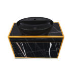 ΕΠΙΠΛΟ ΜΠΑΝΙΟΥ 7767 GOLD RIGHELLO 90 cm ΣΕ ΟΨΗ ΜΑΥΡΟΥ ΜΑΡΜΑΡΟΥ - Image 2