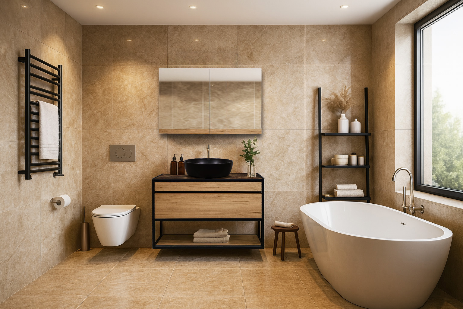 90 Rafi K529 5125 Ferdnale Concrete 2 ΕΠΙΠΛΟ ΜΠΑΝΙΟΥ K529 CARTESIO 90 cm ΣΕ ΦΥΣΙΚΗ ΑΠΟΧΡΩΣΗ ΞΥΛΟΥ - Image 1