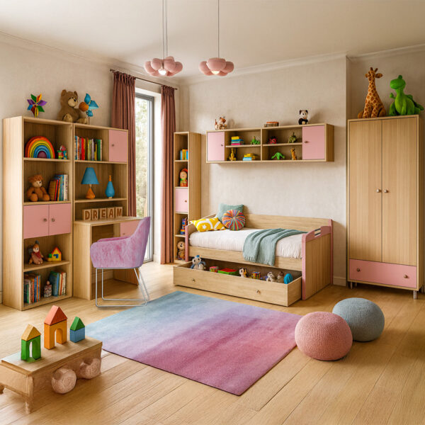 Εταζέρα Γραφείου Blossom Ξύλινη με Ροζ Πόρτα – Κομψή & Πρακτική Λύση Οργάνωσης