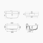 Νιπτήρας Πάγκου Πορσελάνης Cerastyle Aqua BTW 75x42cm 078700-u Λευκό - Image 3