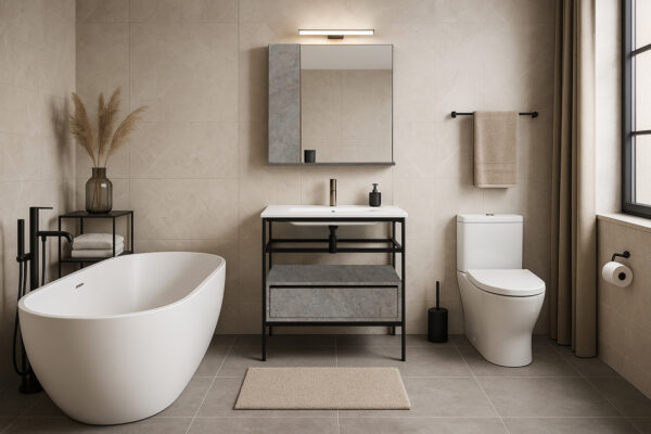 ΕΠΙΠΛΟ ΜΠΑΝΙΟΥ ZENOS K540 ΠΛΑΤΟΥΣ 85cm ΜΕ ΟΨΗ ΣΚΟΥΡΟ ΤΣΙΜΕΝΤΟ