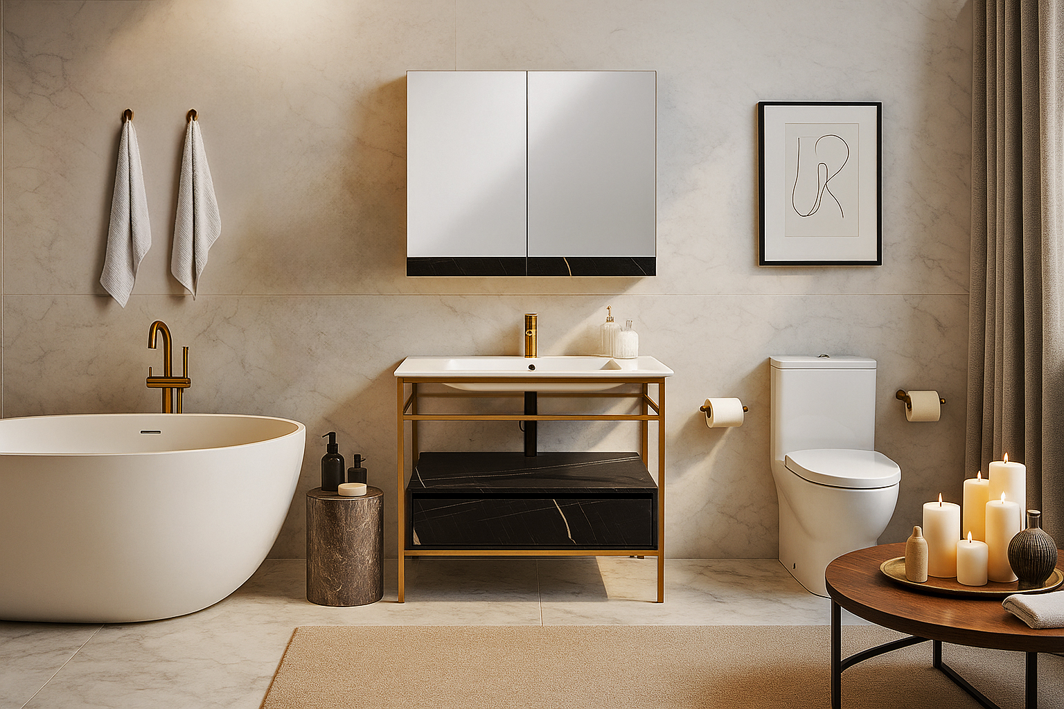 Bath1 7767 gold 100ari ΕΠΙΠΛΟ ΜΠΑΝΙΟΥ ZENOS 7767 ΠΛΑΤΟΥΣ 100 cm - Image 1