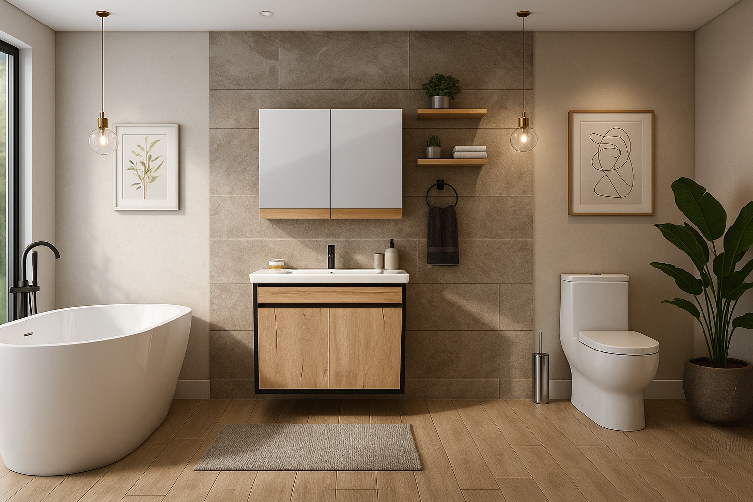 Bath1 K529 with mirror ΕΠΙΠΛΟ ΜΠΑΝΙΟΥ K529-SENSA 80 cm ΣΕ ΦΥΣΙΚΗ ΑΠΟΧΡΩΣΗ ΞΥΛΟΥ - Image 1