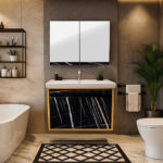 ΕΠΙΠΛΟ ΜΠΑΝΙΟΥ 7767 GOLD-SENSA 80 cm ΜΕ ΟΨΗ ΜΑΥΡΟΥ ΜΑΡΜΑΡΟΥ