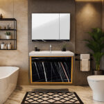 ΕΠΙΠΛΟ ΜΠΑΝΙΟΥ 7767 GOLD-SENSA 70 cm ΜΕ ΟΨΗ ΜΑΥΡΟΥ ΜΑΡΜΑΡΟΥ