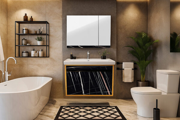 ΕΠΙΠΛΟ ΜΠΑΝΙΟΥ 7767 GOLD-SENSA 70 cm ΜΕ ΟΨΗ ΜΑΥΡΟΥ ΜΑΡΜΑΡΟΥ