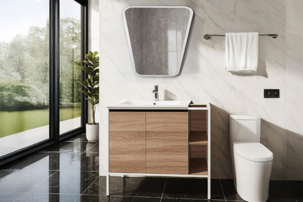 ΕΠΙΠΛΟ ΜΠΑΝΙΟΥ 5194 RETRO 90 cm ΜΕ ΡΑΦΙΑ ΣΕ ΑΝΟΙΧΤΗ ΑΠΟΧΡΩΣΗ ΞΥΛΟΥ