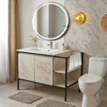 ΕΠΙΠΛΟ ΜΠΑΝΙΟΥ 7775-RETRO 100 cm ΜΕ ΡΑΦΙΑ ΣΕ ΟΨΗ ΛΕΥΚΟ ΜΑΡΜΑΡΟ ΜΕ ΓΚΡΙ ΝΕΡΑ