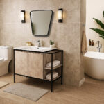 ΕΠΙΠΛΟ ΜΠΑΝΙΟΥ K538-RETRO 100 cm ΜΕ ΡΑΦΙΑ ΣΕ ΟΨΗ ΑΝΟΙΧΤΟ ΤΣΙΜΕΝΤΟ