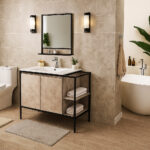 ΕΠΙΠΛΟ ΜΠΑΝΙΟΥ K538-RETRO 80 cm ΜΕ ΡΑΦΙΑ ΣΕ ΟΨΗ ΑΝΟΙΧΤΟ ΤΣΙΜΕΝΤΟ