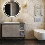 ΕΠΙΠΛΟ ΜΠΑΝΙΟΥ K540-RETRO 80 cm ΜΕ ΡΑΦΙΑ ΣΕ ΟΨΗ ΣΚΟΥΡΟ ΤΣΙΜΕΝΤΟ