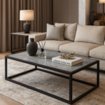 ΤΡΑΠΕΖΙ ΣΑΛΟΝΙΟΥ MARBELLA ΜΕ ΕΠΙΦΑΝΕΙΑ ΑΠΟ ΠΛΑΚΑΚΙ ΣΕ ΟΨΗ ΓΡΑΝΙΤΗ ΜΕ ΜΑΥΡΗ ΜΕΤΑΛΛΙΚΗ ΒΑΣΗ