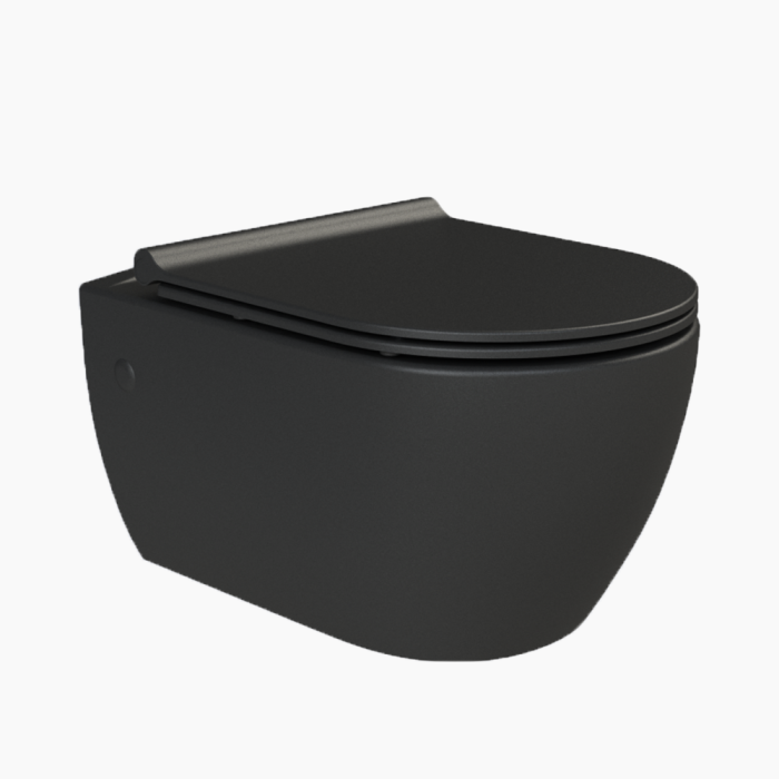 City wc Black-700x700 Λεκάνη Κρεμαστή Πορσελάνης Cerastyle City Rimless 019109-w-97 Ματ Μαύρο Σετ - Image 1
