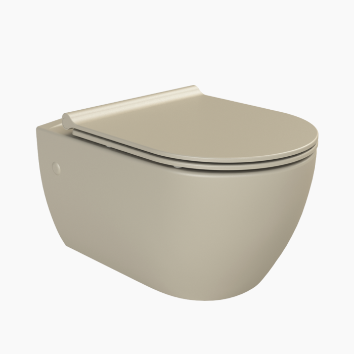 City wc Cappucino-700x700 Λεκάνη Κρεμαστή Πορσελάνης Cerastyle City Rimless 019108-w-97 Ματ Cappuccino Σετ - Image 1