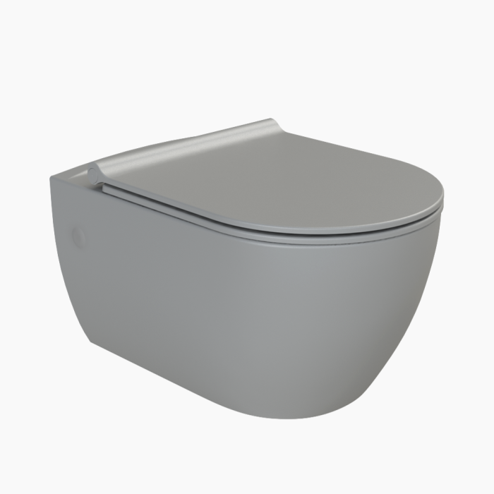 City wc Grey-700x700 Λεκάνη Κρεμαστή Πορσελάνης Cerastyle City Rimless 01910Α-w-97 Ματ Γκρί Σετ - Image 1