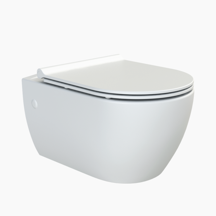 City wc White mat-700x700 Λεκάνη Κρεμαστή Πορσελάνης Cerastyle City Rimless 019100-w-97 Ματ Λευκή Σετ - Image 1