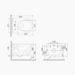 Λεκάνη Κρεμαστή Πορσελάνης Cerastyle City Rimless 019109-w-97 Ματ Μαύρο Σετ - Image 2