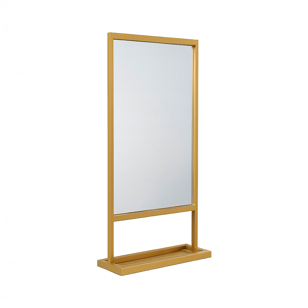 DARKO GOLD 50 Καθρέφτης Μπάνιου Darko50 με Χρυσό Μεταλλικό Πλαίσιο & Βάση Αποθήκευσης - Image 1