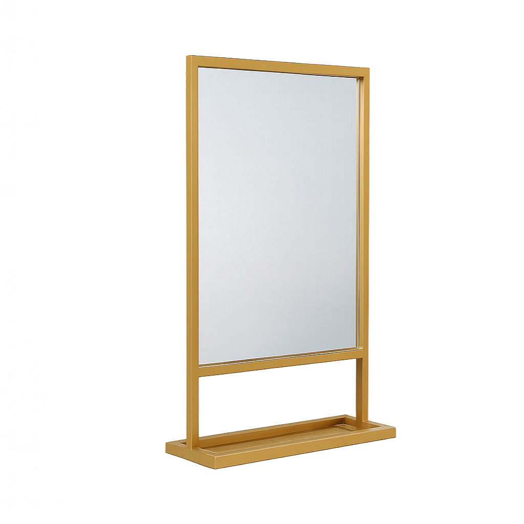 DARKO GOLD 70 Καθρέφτης Μπάνιου Darko70 με Χρυσό Μεταλλικό Πλαίσιο & Βάση Αποθήκευσης - Image 1