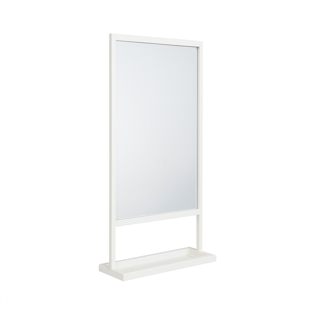 DARKO WHITE 50 Καθρέφτης Μπάνιου Darko50 με Λευκό Μεταλλικό Πλαίσιο & Βάση Αποθήκευσης - Image 1