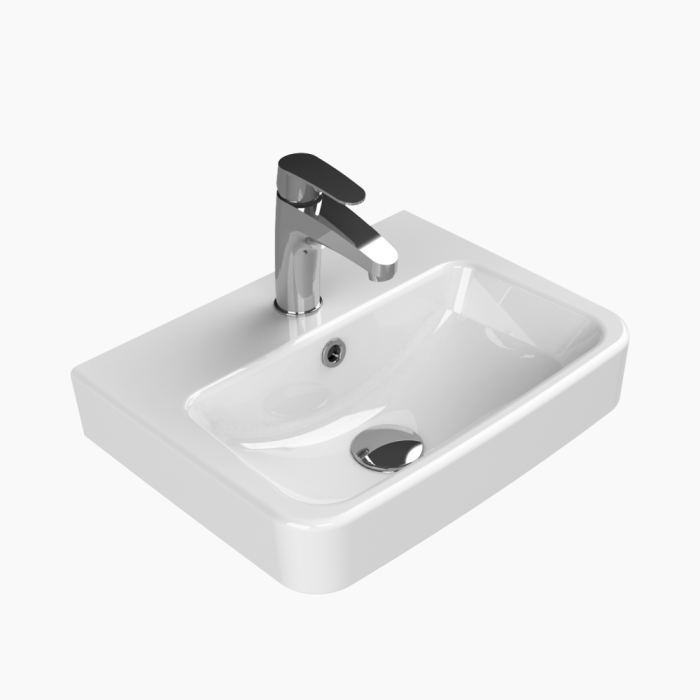 Duru niptiras 43-35-700x700 Νιπτήρας Κρεμαστός Πορσελάνης Cerastyle Duru 45x35cm 035200-u Λευκό - Image 1