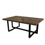 ΤΡΑΠΕΖΙ ΣΑΛΟΝΙΟΥ ERNEST ΣΕ ΣΚΟΥΡΟ ΚΑΦΕ ΧΡΩΜΑ ΞΥΛΟΥ ΚΑΙ ΜΑΥΡΗ ΜΕΤΑΛΛΙΚΗ ΒΑΣΗ - Image 3