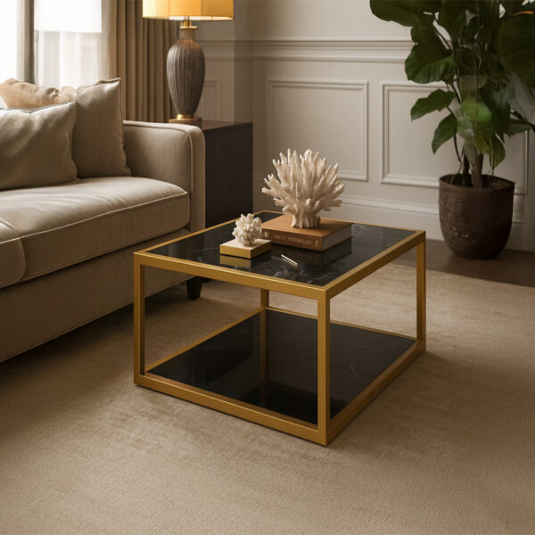 ΤΡΑΠΕΖΙ ΣΑΛΟΝΙΟΥ MAGNA ΜΕ ΕΠΙΦΑΝΕΙΑ ΑΠΟ ΠΛΑΚΑΚΙ ΣΕ ΟΨΗ MΑΥΡΟΥ ΜΑΡΜΑΡΟΥ ΜΕ ΛΕΥΚΑ ΝΕΡΑ