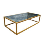 ΤΡΑΠΕΖΙ ΣΑΛΟΝΙΟΥ MARBELLA ΜΕ ΕΠΙΦΑΝΕΙΑ ΑΠΟ ΠΛΑΚΑΚΙ ΣΕ ΟΨΗ ΠΡΑΣΙΝΟΥ ΜΑΡΜΑΡΟΥ ΜΕ ΧΡΥΣΗ ΜΕΤΑΛΛΙΚΗ ΒΑΣΗ - Image 3