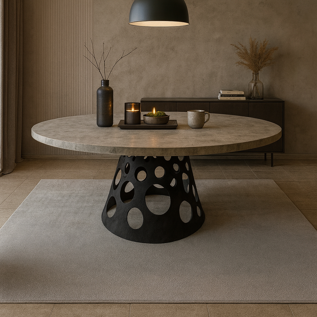 K538 ΤΡΑΠΕΖΑΡΙΑ UNIVERSE ΜΕ ΕΠΙΦΑΝΕΙΑ ΜΕ ΟΨΗ ΤΣΙΜΕΝΤΟΥ ΣΕ ΑΝΟΙΧΤΟ ΧΡΩΜΑ ΚΑΙ ΜΑΥΡΗ ΒΑΣΗ - Image 1