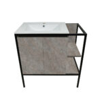 ΕΠΙΠΛΟ ΜΠΑΝΙΟΥ K540-RETRO 80 cm ΜΕ ΡΑΦΙΑ ΣΕ ΟΨΗ ΣΚΟΥΡΟ ΤΣΙΜΕΝΤΟ - Image 2