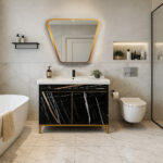 ΕΠΙΠΛΟ ΜΠΑΝΙΟΥ 7767-LOTUS 100 cm ΜΕ ΟΨΗ ΜΑΥΡΟΥ ΜΑΡΜΑΡΟΥ ΜΕ ΒΑΣΗ ΑΛΟΥΜΙΝΙΟΥ