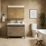 ΕΠΙΠΛΟ ΜΠΑΝΙΟΥ K540-LOTUS 80 cm ΣΕ ΑΠΟΧΡΩΣΗ ΣΚΟΥΡΟΥ ΤΣΙΜΕΝΤΟΥ ΜΕ ΒΑΣΗ ΑΛΟΥΜΙΝΙΟΥ