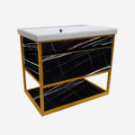 ΕΠΙΠΛΟ ΜΠΑΝΙΟΥ 7767 GOLD-NARCISO 80 cm ΣΕ ΟΨΗ ΜΑΥΡΟΥ ΜΑΡΜΑΡΟΥ ΜΕ ΡΑΦΙ - Image 3