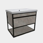 ΕΠΙΠΛΟ ΜΠΑΝΙΟΥ K540-NARCISO 70 cm ΣΕ ΑΠΟΧΡΩΣΗ ΣΚΟΥΡΟΥ ΤΣΙΜΕΝΤΟΥ ΜΕ ΡΑΦΙ - Image 2