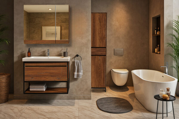 ΕΠΙΠΛΟ ΜΠΑΝΙΟΥ K545-NARCISO 70 cm ΣΕ ΑΠΟΧΡΩΣΗ ΚΑΡΥΔΙΑΣ ΜΕ ΡΑΦΙ