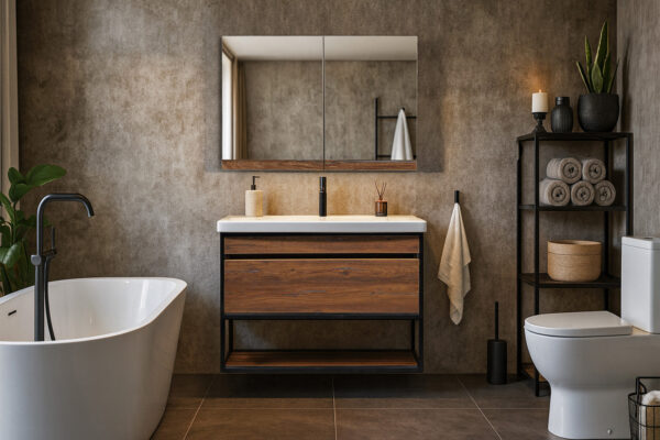 ΕΠΙΠΛΟ ΜΠΑΝΙΟΥ K545-NARCISO 80 cm ΣΕ ΑΠΟΧΡΩΣΗ ΚΑΡΥΔΙΑΣ ΜΕ ΡΑΦΙ