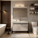 ΕΠΙΠΛΟ ΜΠΑΝΙΟΥ 7775 PRESTIGIA 100 cm ΜΕ ΒΑΣΕΙΣ ΣΤΟ ΠΑΛΙ ΣΕ ΟΨΗ ΜΑΡΜΑΡΟΥ ΜΕ ΓΚΡΙ ΝΕΡΑ