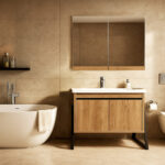 ΕΠΙΠΛΟ ΜΠΑΝΙΟΥ K529-PRESTIGIA 100 cm ΜΕ ΒΑΣΕΙΣ ΣΤΟ ΠΛΑΙ ΣΕ ΦΥΣΙΚΗ ΑΠΟΧΡΩΣΗ ΞΥΛΟΥ