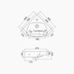 Νιπτήρας Γωνιακός Πορσελάνης Cerastyle Arda Mini 46x46cm 001900-u Λευκό - Image 3