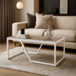 ΤΡΑΠΕΖΙ ΣΑΛΟΝΙΟΥ MULTI ΜΕ ΕΠΙΦΑΝΕΙΑ ΑΠΟ ΜΕΛΑΜΙΝΗ ΣΕ ΑΝΟΙΧΤΗ ΑΠΟΧΡΩΣΗ ΚΑΙ ΛΕΥΚΟ ΜΕΤΑΛΛΙΚΟ ΣΚΕΛΕΤΟ