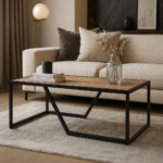 ΤΡΑΠΕΖΙ ΣΑΛΟΝΙΟΥ MULTI ΜΕ ΕΠΙΦΑΝΕΙΑ ΑΠΟ ΜΕΛΑΜΙΝΗ ΣΕ ΦΥΣΙΚΗ ΑΠΟΧΡΩΣΗ ΚΑΙ ΜΑΥΡΟ ΜΕΤΑΛΛΙΚΟ ΣΚΕΛΕΤΟ