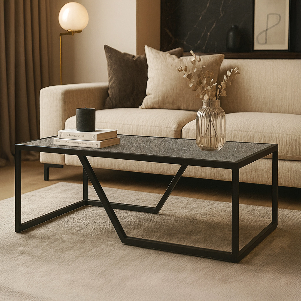 Multi K540 ΤΡΑΠΕΖΙ ΣΑΛΟΝΙΟΥ MULTI ΜΕ ΕΠΙΦΑΝΕΙΑ ΑΠΟ ΜΕΛΑΜΙΝΗ ΜΕ ΟΨΗ ΤΣΙΜΕΝΤΟΥ ΣΕ ΣΚΟΥΡΟ ΧΡΩΜΑ ΚΑΙ ΜΑΥΡΟ ΜΕΤΑΛΛΙΚΟ ΣΚΕΛΕΤΟ - Image 1