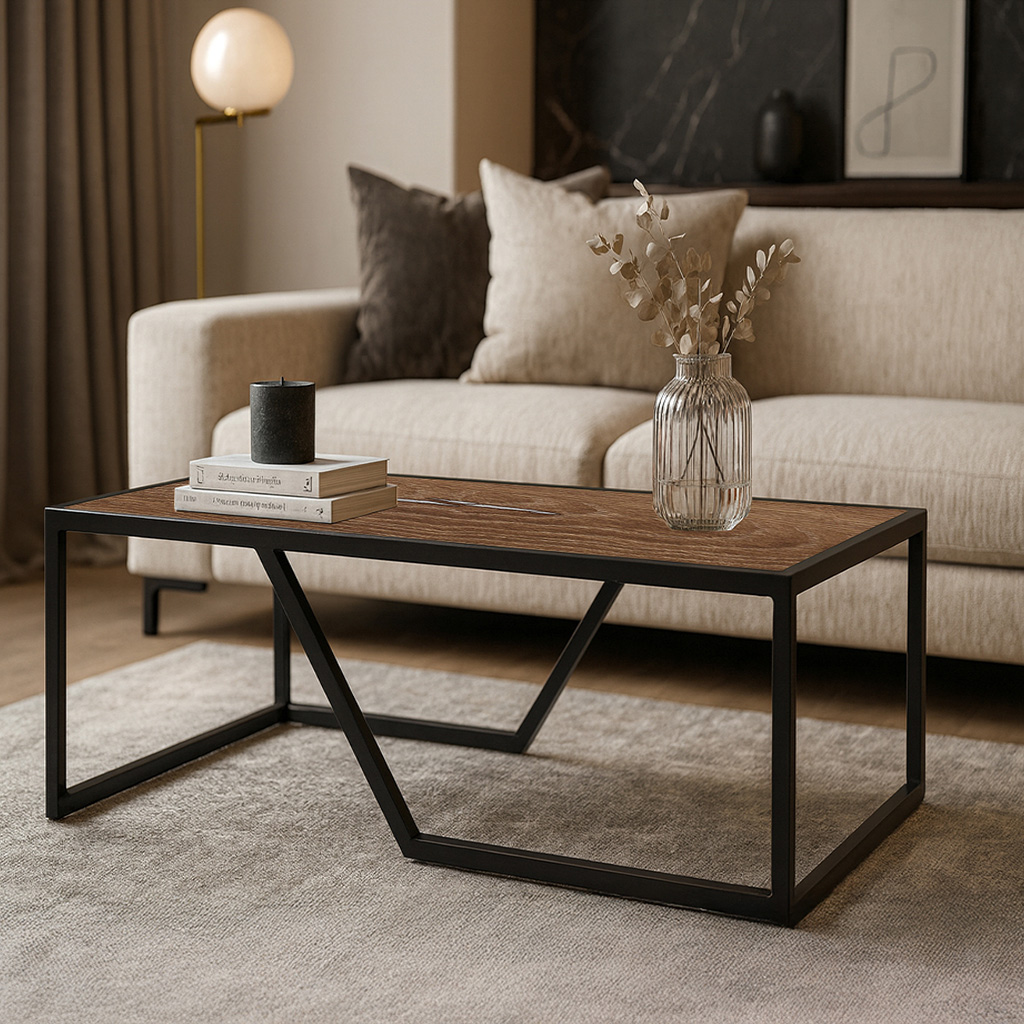 Multi K545 ΤΡΑΠΕΖΙ ΣΑΛΟΝΙΟΥ MULTI ΜΕ ΕΠΙΦΑΝΕΙΑ ΑΠΟ ΜΕΛΑΜΙΝΗ ΣΕ ΚΑΡΥΔΙ ΑΠΟΧΡΩΣΗ ΚΑΙ ΜΑΥΡΟ ΜΕΤΑΛΛΙΚΟ ΣΚΕΛΕΤΟ - Image 1